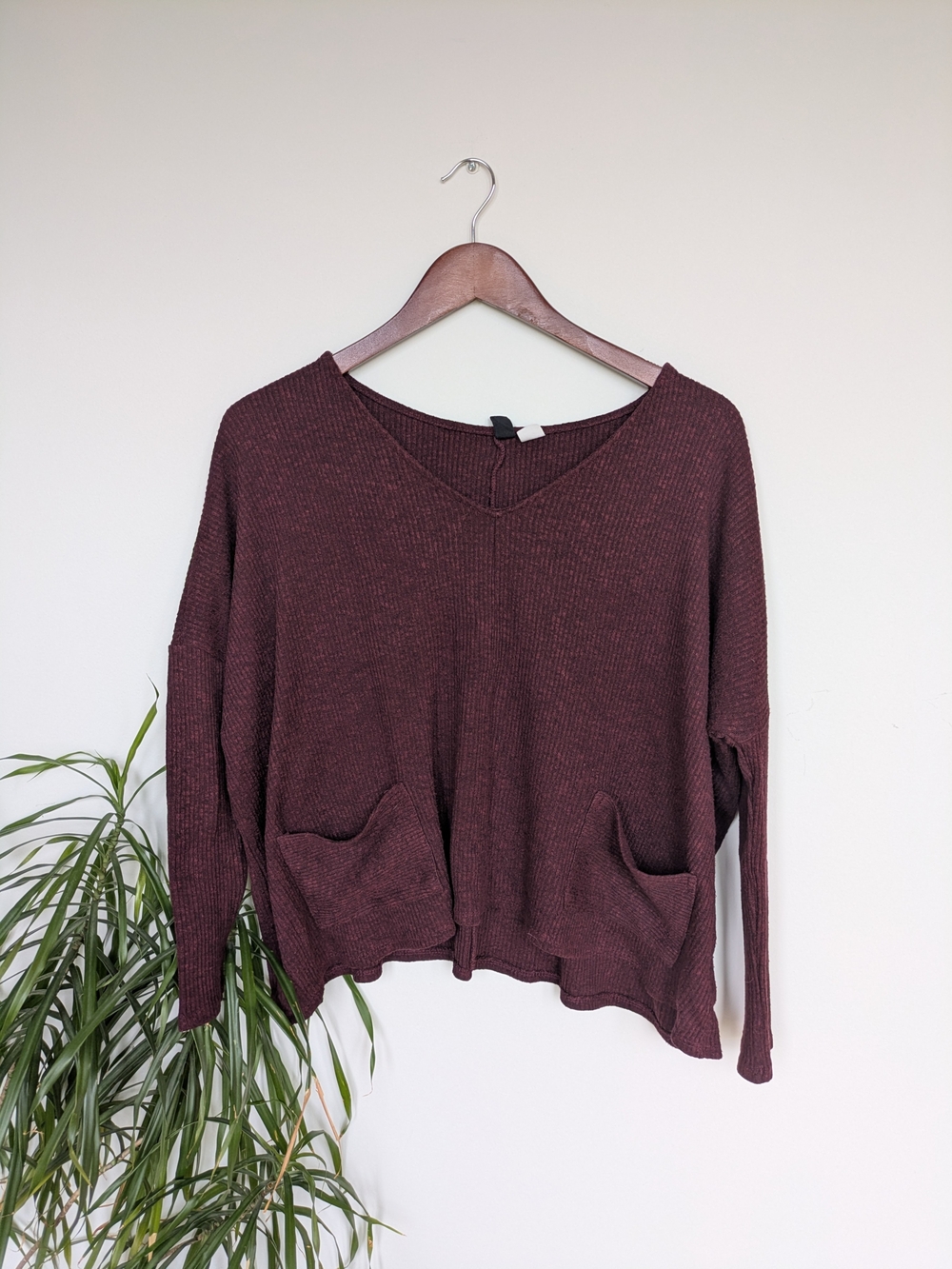 Vintage Y2K BDG Urban Outfitters Boxy Burgundy Pocket Sweater S/P